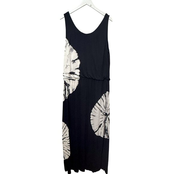 INC International Concepts Maxi Dress Plus Size 2X Black Tie Dye Stretch Rayon - Picture 6 of 9